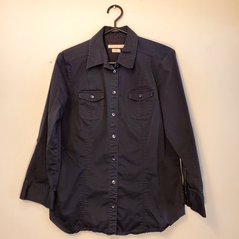 Old Navy Black Button Up Long Sleeve Shirt Women's US Large